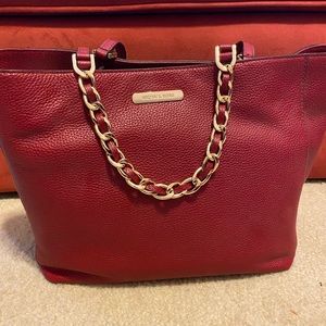 NWT Cherry Michael Kors Harper Leather Tote